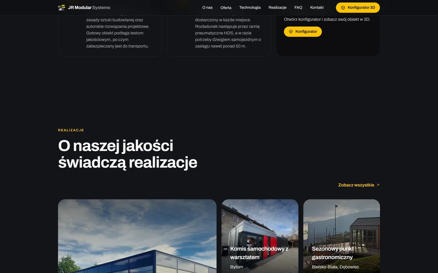 JR Modular Systems — Realizacje obiektów modułowych — biura, gastronomia, pawilony i strefy eventowe.